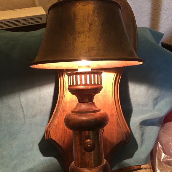 Copper and wood lamp